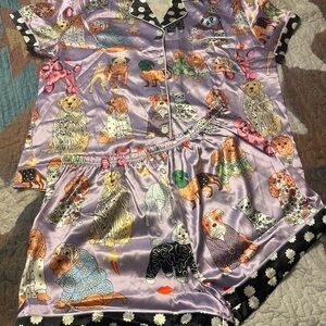 Purple Satin Dog Print Pajama Set